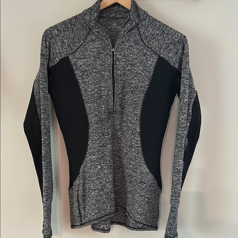 Gray and Black Quarter-Zip Pullover